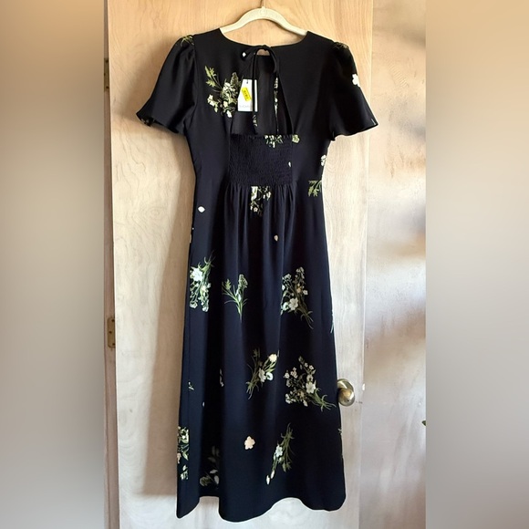 Sugarlips Jenna Floral Midi Dress Black Green Puff Sleeve Women’s Small NWT - Picture 5 of 14